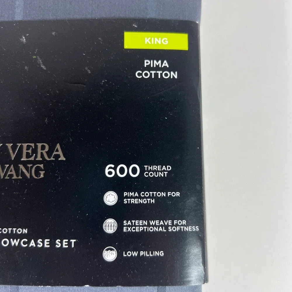 Simply Vera Vera Wang Pillowcases 600 TC Pima Cotton King‎ Size Indigo Stripe